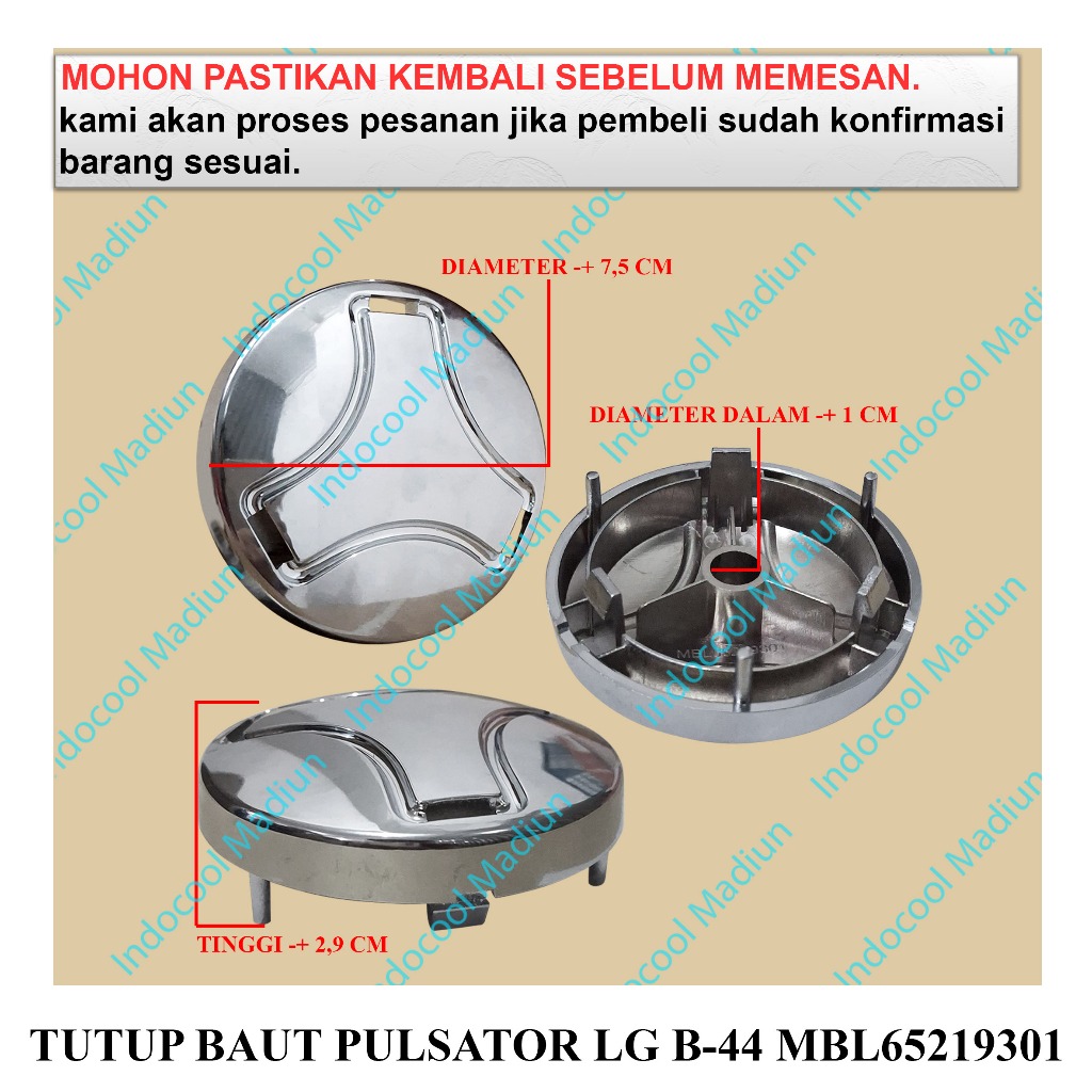 TB44 COVER / TUTUP BAUT MUR PULSATOR MESIN CUCI / TUTUP BAUT PULSATOR LG B-44 MBL65219301
