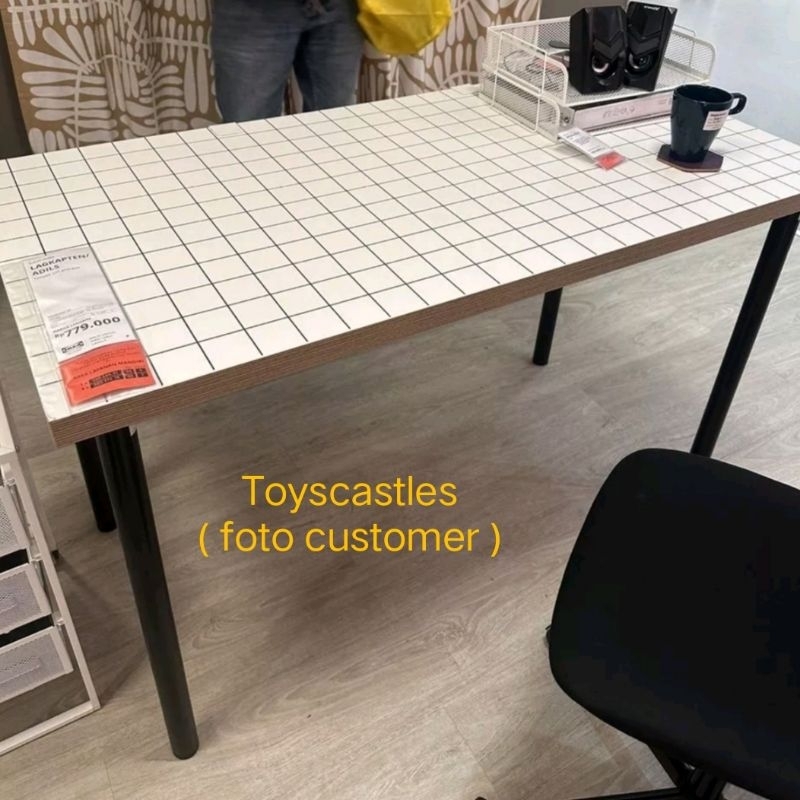 IKEA LANGKAPTEN ADILS meja belajar kerja 120x60cm motif kotak