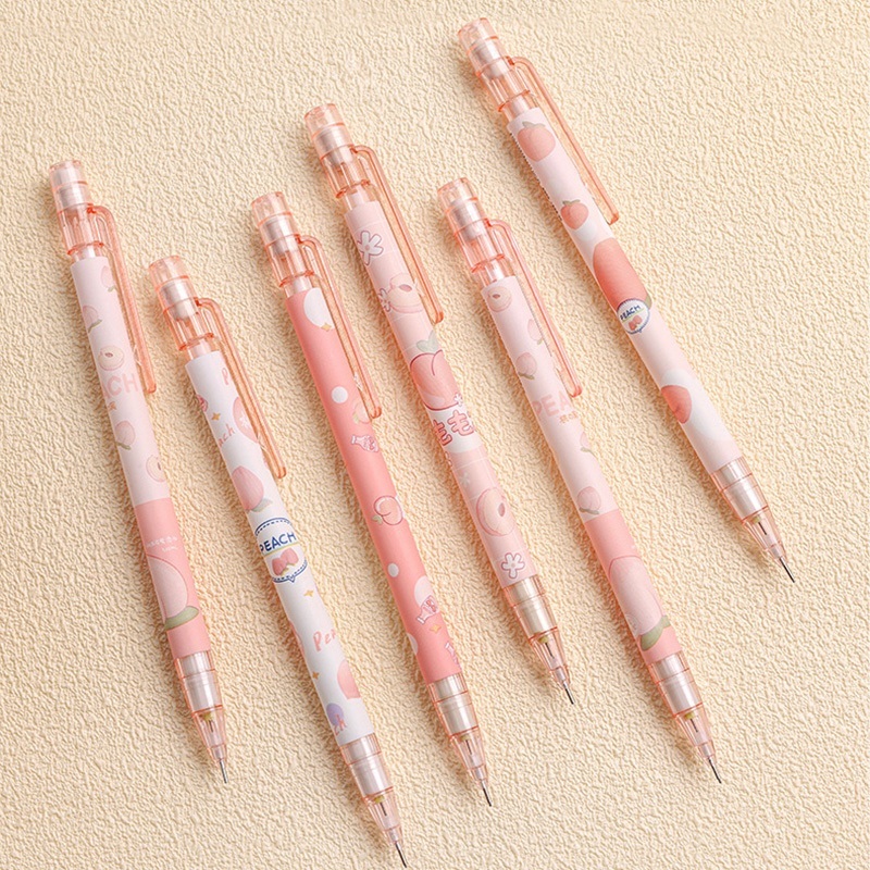 

0.5mm Pensil Mekanik Motif Buah Peach 1 Pcs pensil otomatis kreatif peach, pensil bergerak pink 0,5 mm, pensil bergerak kreatif yang indah, alat tulis, perlengkapan sekolah.