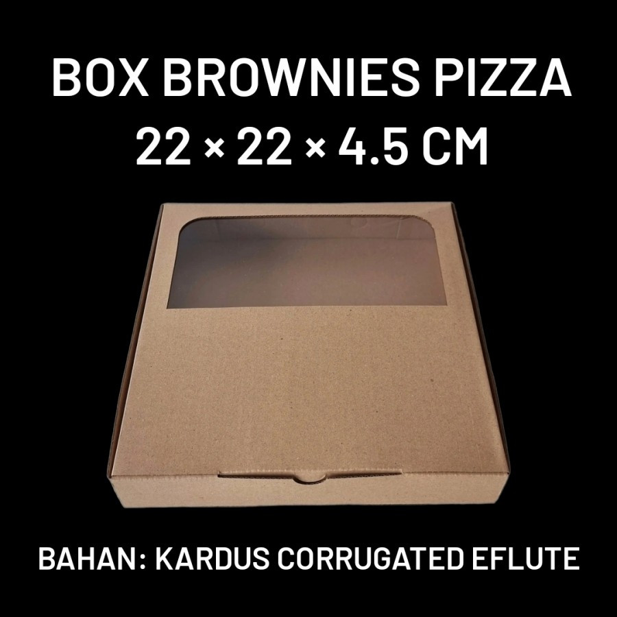 

10 Pcs Dus Packaging Souvenir Brownies Pizza Jendela Cokelat Polos Ukuran 22 × 22 × 4.5cm