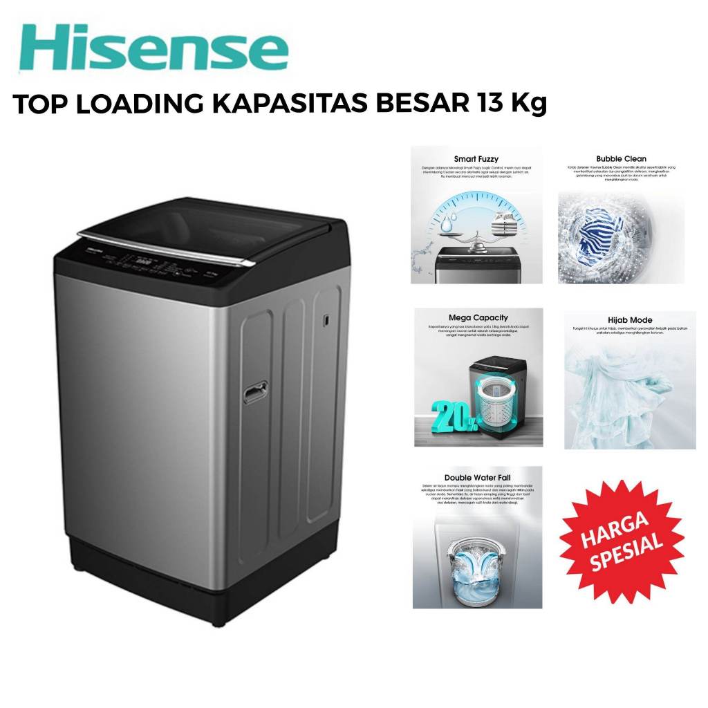 Mesin Cuci Top Loading Hisense 13 kg WTJA1301D / MESIN CUCI 1 TABUNG HISENSE WTJA-1301D