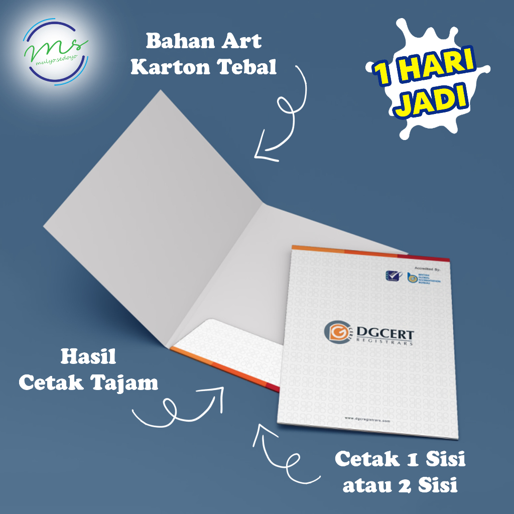 Cetak Map Folder Perusahaan Custom A4 Kertas Art Carton | File Dokumen Kantor / Bisnis / Wisuda