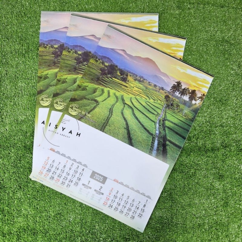 

kalender tahun 2025 standar 6 lembar 2 bulan AO 09 alam indonesia ukuran 38x54cm(terima castume cetak merek)