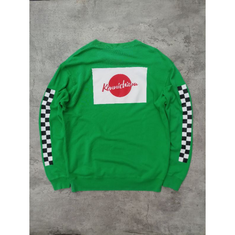 Crewneck connichiwa japan second brand | sweater oversize gemoy pria skena checkerboard