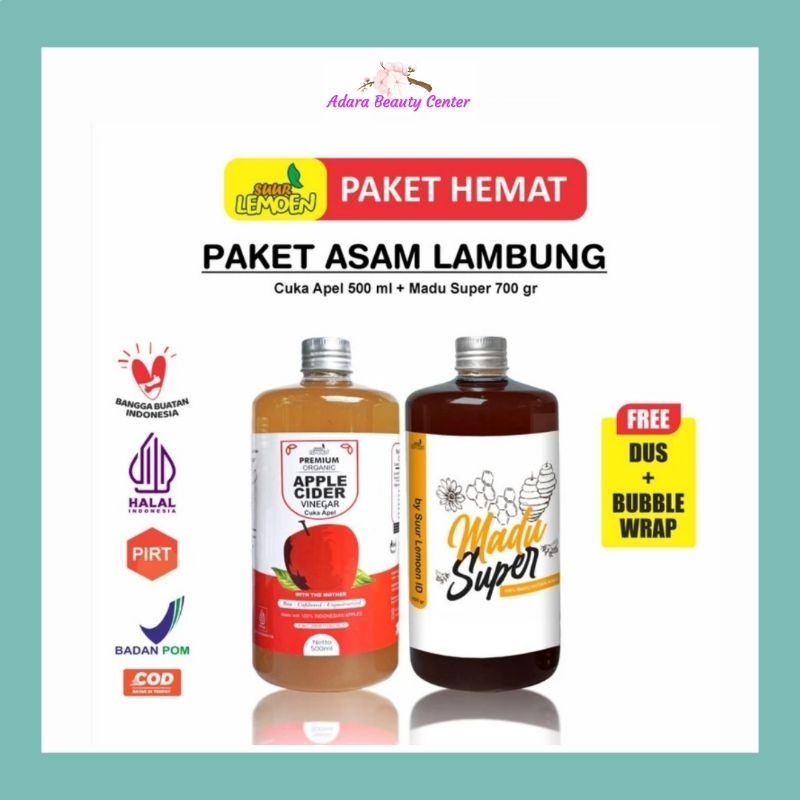 

Paket asam lambung cuka apel 500 ml + madu hutan murni 700 ml
