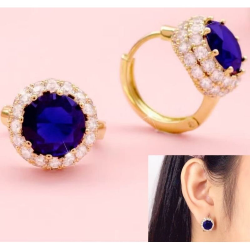 Anting mata biru emas muda kadar 15% (2 gram)
