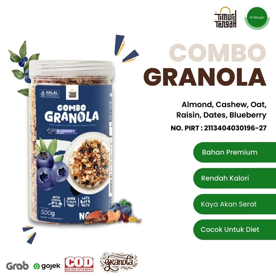 

Granola Blueberry Granola Timur Tengah 500 gr Sereal Makanan Sehat