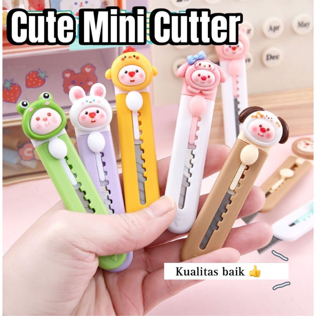 

[Tiny Bear] FREE STICKER Pisau Cutter Mini Portable Guinea Pig 3D Design Unik Estetik
