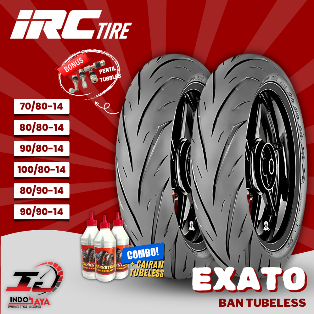 [READY COD] BAN LUAR TUBELESS IRC EXATO NR88 (70/80-14 - 80/80-14 - 90/80-14 - 100/80-14 - 80/90-14 