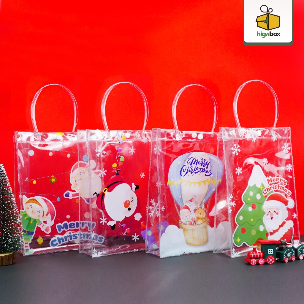 

Tas Mika PVC Transparan / Tas Mika PVC Polos Goodiebag Hampers Souvenir Natal / Tas mika Edisi Christmas | ACP07A - ACP16A
