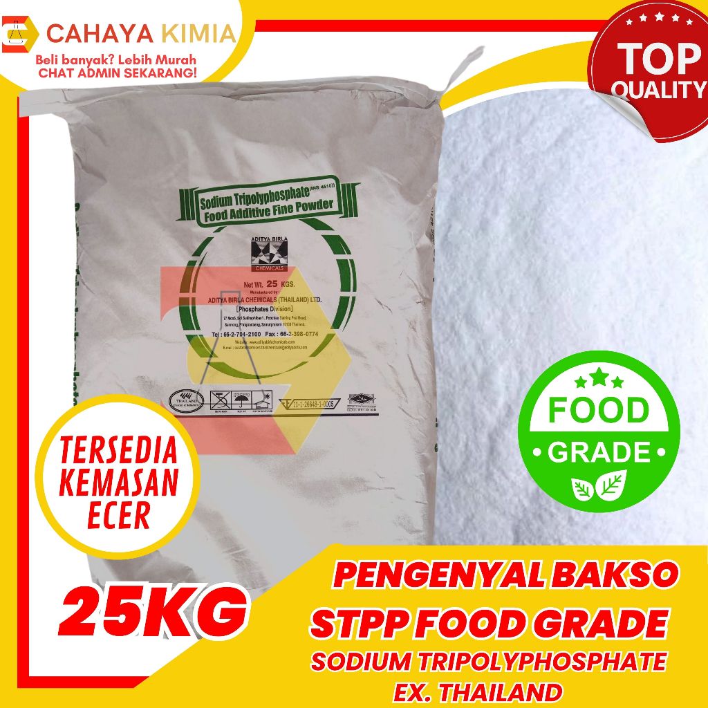 

STPP Food Grade ex. Thailand (Aditya Birla) 1 zak (25kg) GOSEND GRAB INSTANT ONLY