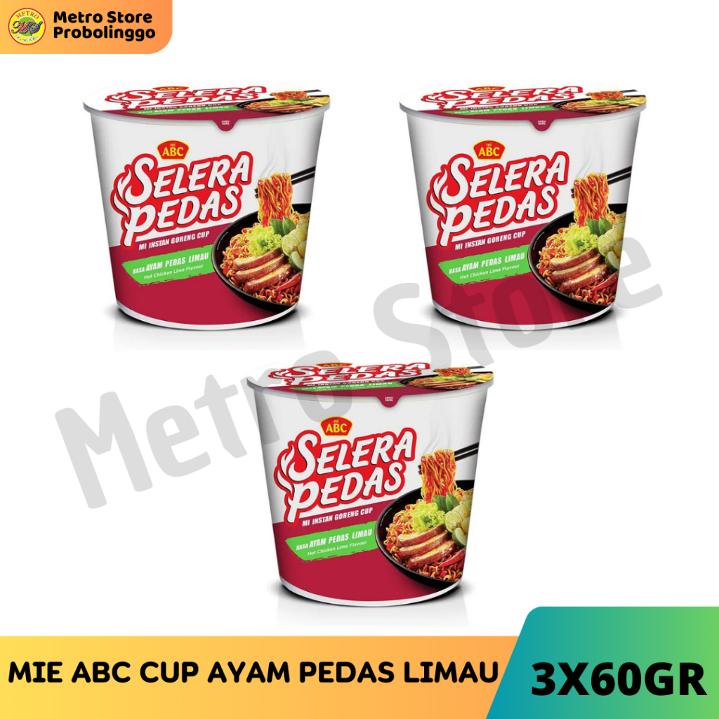MIE ABC CUP SELERA PEDAS RASA AYAM PEDAS LIMAU 3PCS