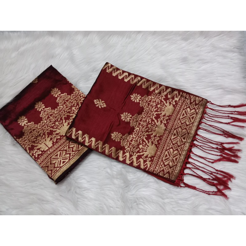Songket silungkang merah hati gold