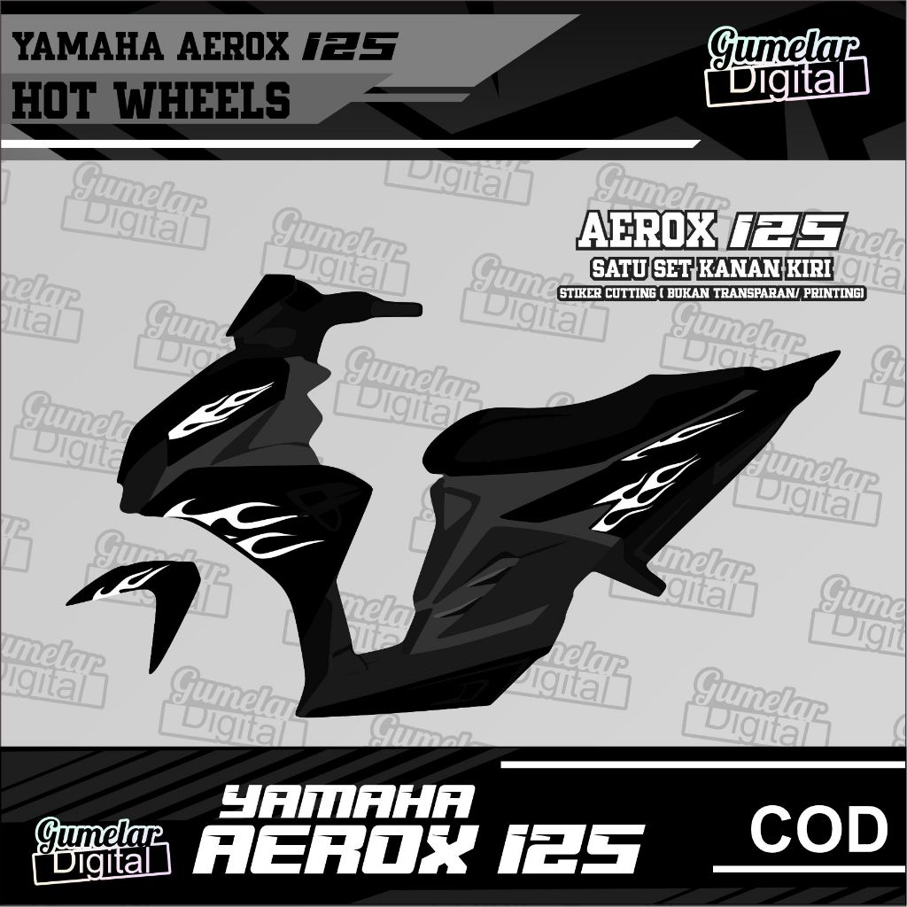 CUTTING STIKER STRIPPING MOTOR KEREN YAMAHA AEROX 125 DESAIGN API HOT WHEELS VIRAL TERBARU