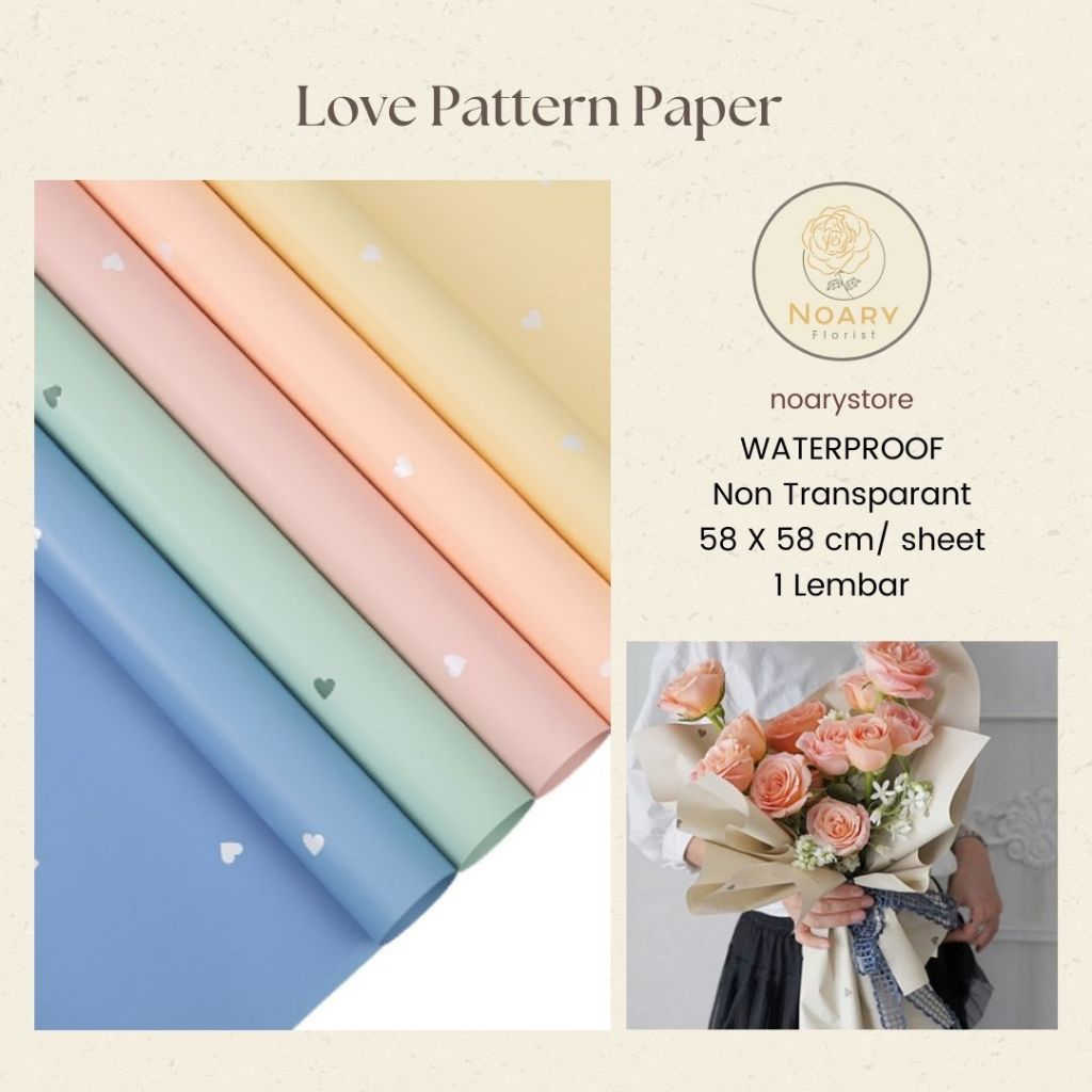 

LOVE PATTERN PAPER / Flower Wrapping / Cellophane / Wrap / Kertas Bunga / Kertas Kado / Flower Paper
