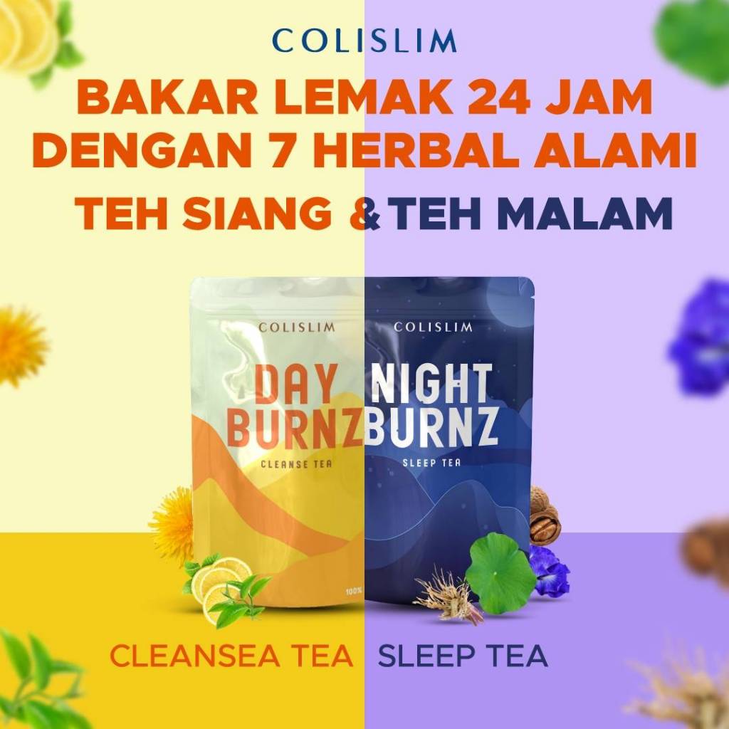 

Paket Bundle Teh Pelangsing COLISLIM | Day Burnz & Night Burnz | Teh Diet |Teh Hijau | Slimming Tea