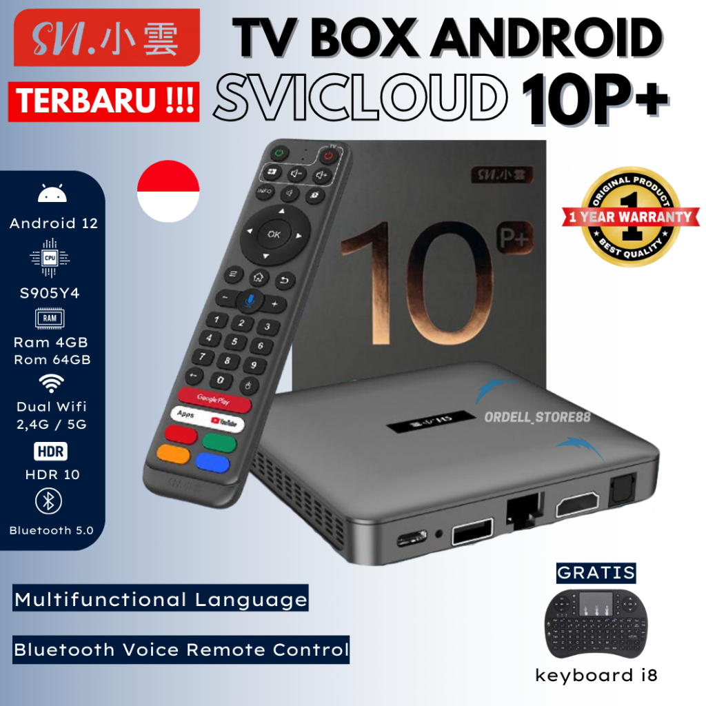 Android TV Box SVICLOUD 10p+ 4/64GB 8K TV Box Android 12 Wifi 2.4/5G HDR 10 TU2T