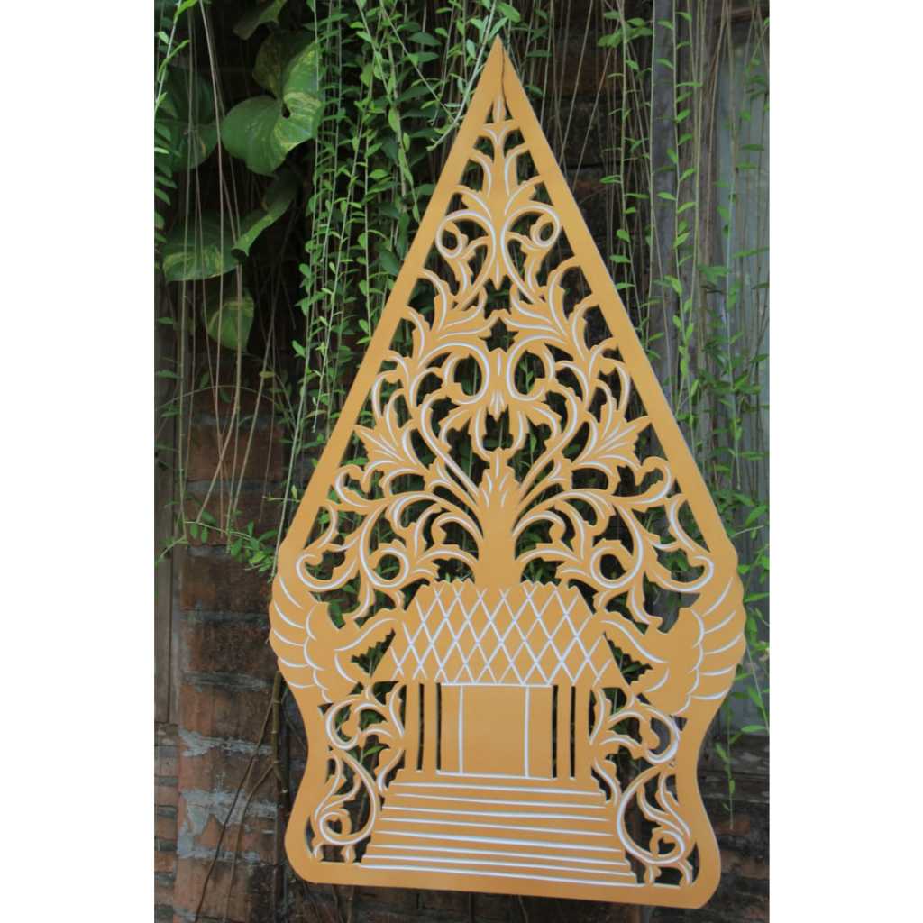 UKIRAN GUNUNGAN WAYANG BAHAN SPON KARET EVA/ATI TINGGI 125CM WARNA GOLD DAN PUTIH UNTUK DEKORASI WED