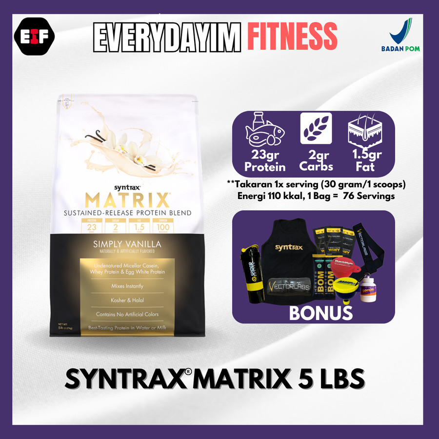 SYNTRAX MATRIX 5 LB LBS WHEY & CASEIN PROTEIN SUSTAINED RELEASE SUSU SUPLEMEN FITNESS FITNES PENAMBA