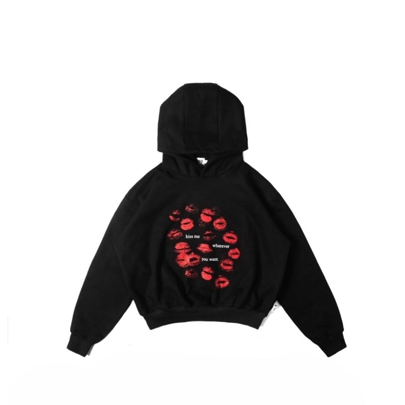 Hoodie Kiss Me Black Car Kisses Telepati Che Original