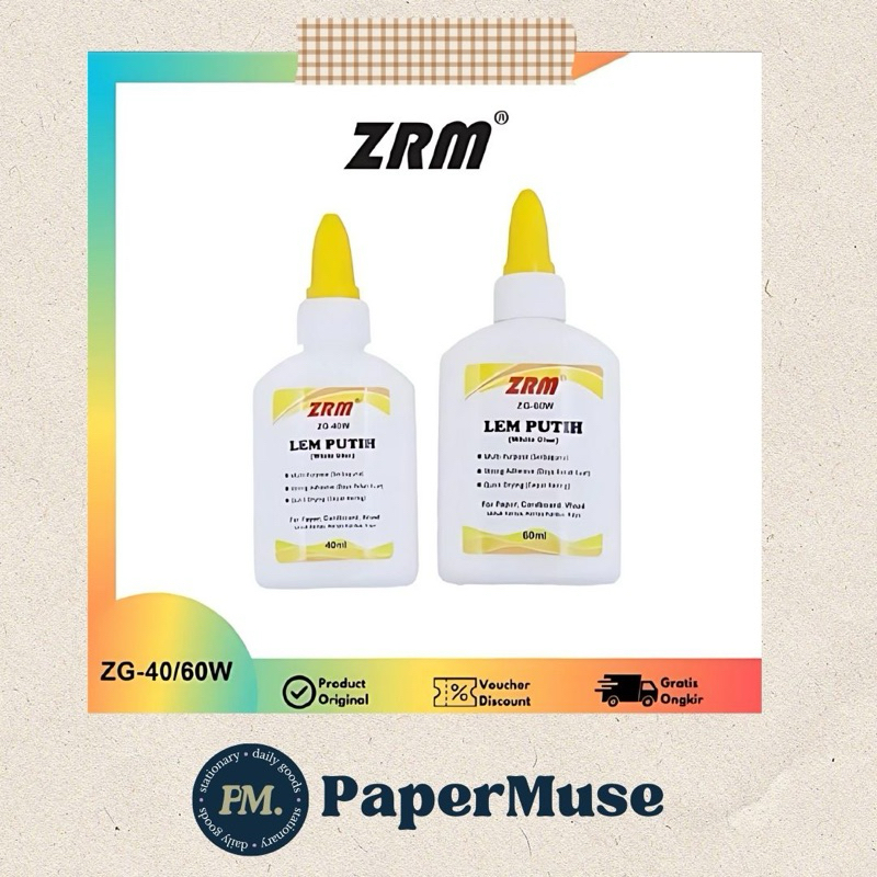 

Lem Putih White Liquid ZRM Glue ZG 60W 60Ml