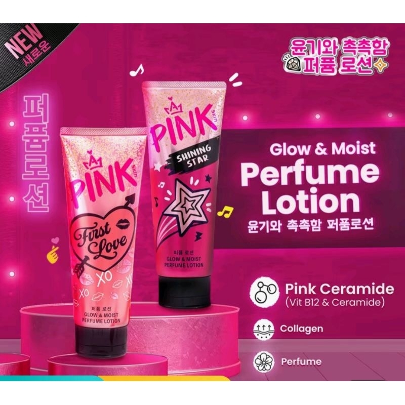 Pink Skin Parfume Tahan Lama Lotion Ukuran Besar 180 ml Dengan Collagen & Ceramide Ala Korea Viral P