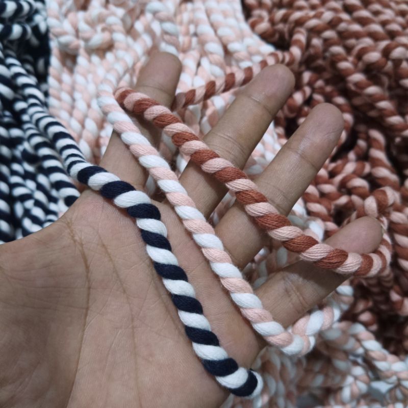 Tali katun kepang/tali tambang katun.ukuran 8mm.