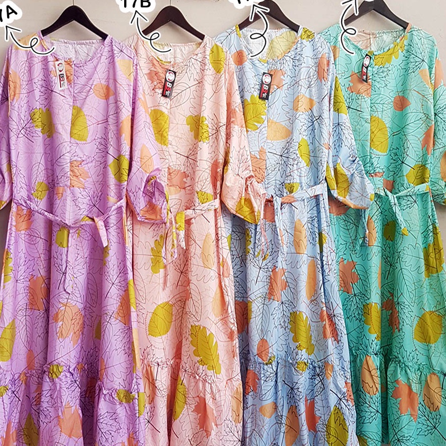 PROMO BESAR 2 LD 12 Size XXXL Gamis Katun Jepang Jumbo Motif Retro Etnik Bunga Polkadot Vintage