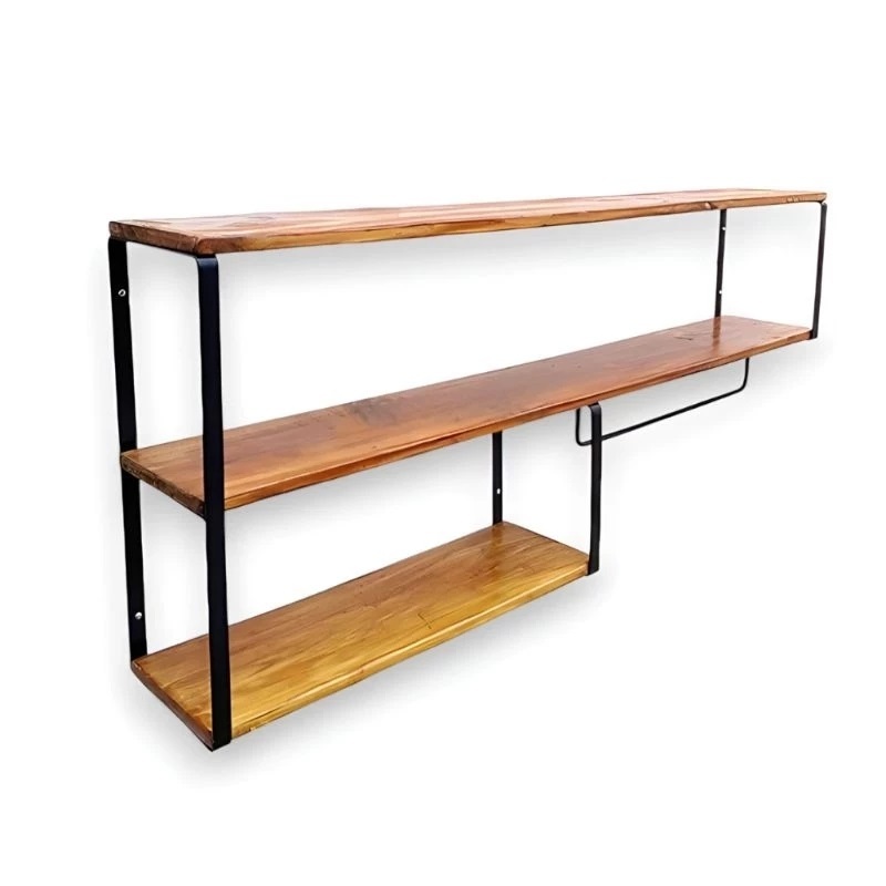 Rak dinding kayu besi kitchenset dapur dinding rak bumbu dapur rak kayu dinding rak buku