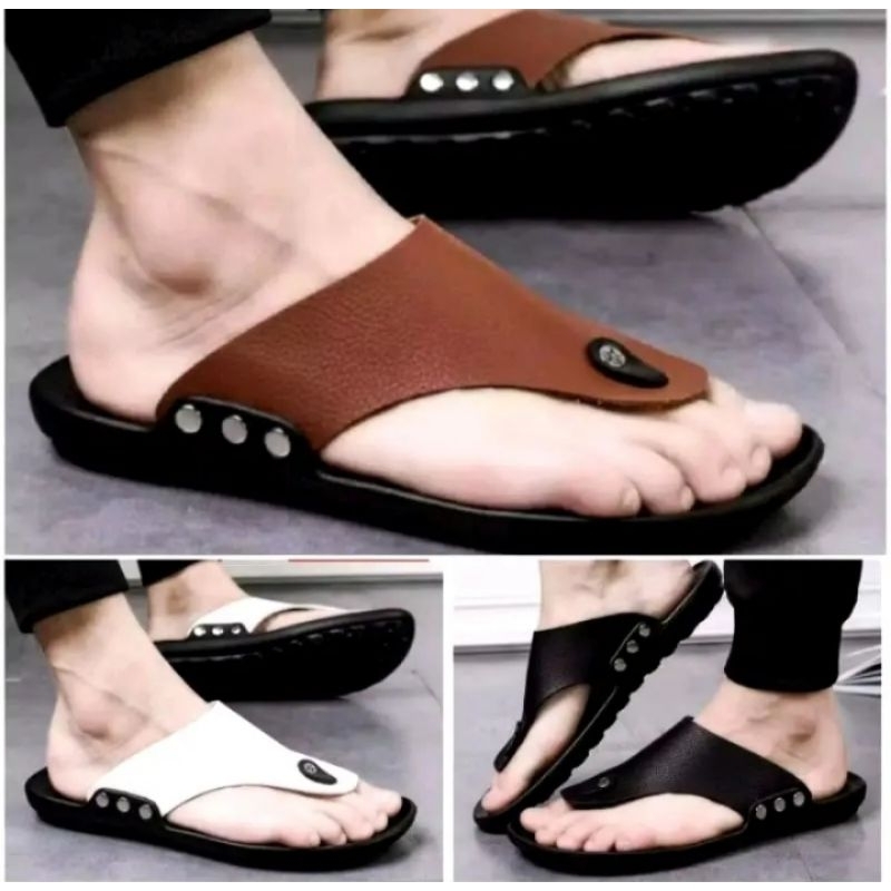 Sandal Jepit Kulit Kuat Tahan Air / Sandal Pria Premium/Keren/sandal korea
