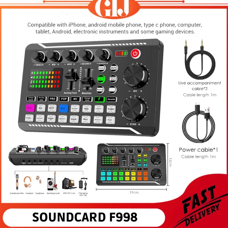 KODE W6P9 Soundcard Sound Card F998 Live Mixer Audio Broadcast Recording