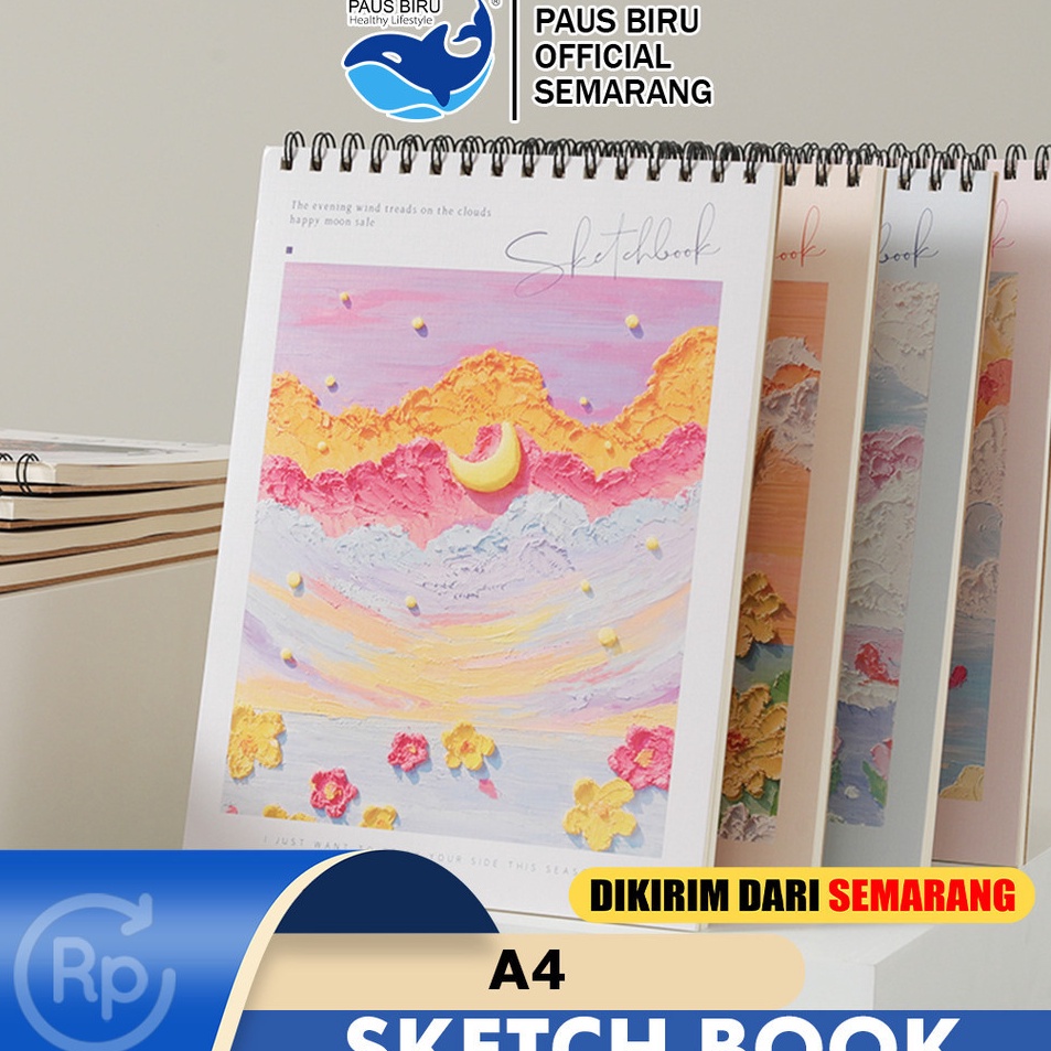 

Update Favorit Paus Biru Sketch book polos A4 cantik Sketch pad Buku gambar sketsa artemedia Scratch book artcards Drawing book ring Cute painting book