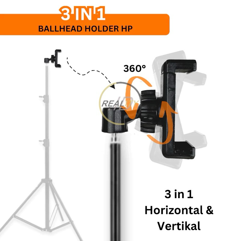 HOLDER BALLHEAD TRIPOD HP HORIZONTAL VERTIKAL 360 MULTIFUNGSI