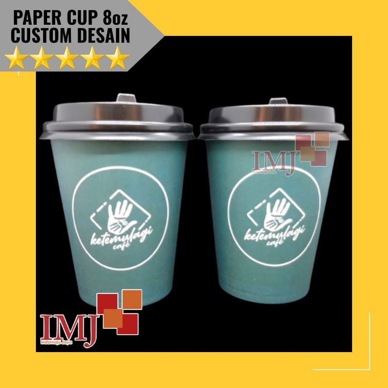 PAPER CUP 8oz CUSTOM DESAIN FULL COLOR SABLON PAPER CUP 8oz PAPER CUP 8 oz