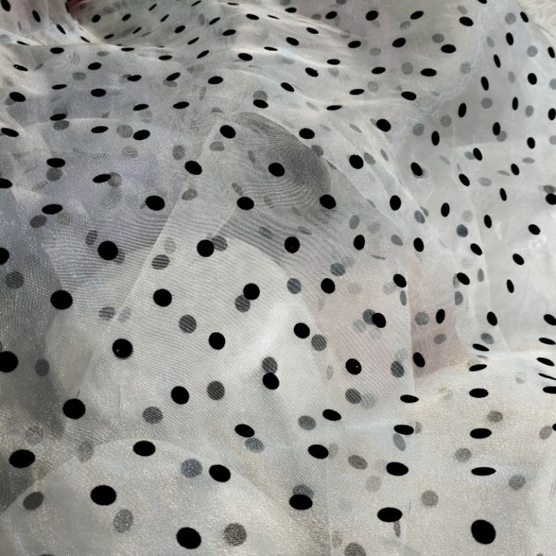 bahan kain organza dot garmen terbaru/kain organza motif dot import