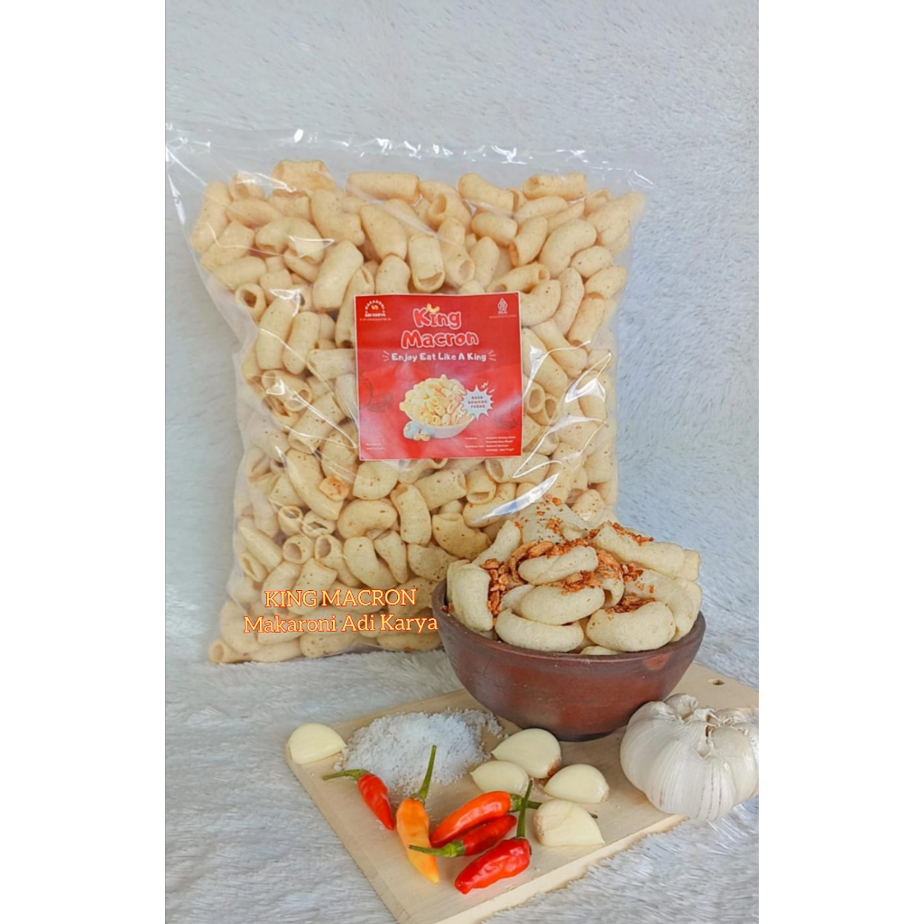

Makaroni Bawang Pedas 500 gram KING MACRON - Camilan Snack Makanan Ringan Makroni