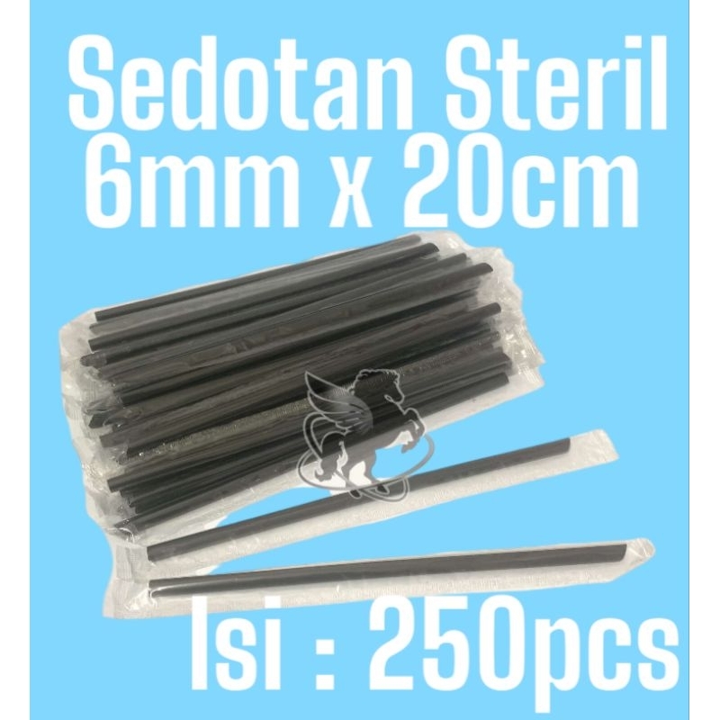 isi 250pcs Sedotan Steril Hitam 6mm / Sedotan Bungkus Plastik