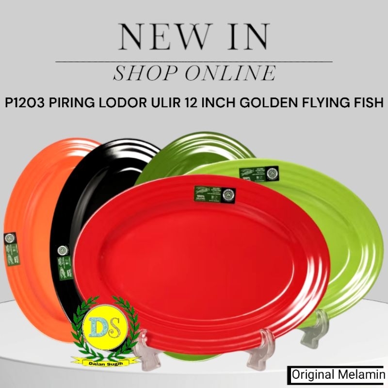 Original Melamin P1203 Piring Lodor 12 Inch Golden Flying Fish dari Golden Dragon