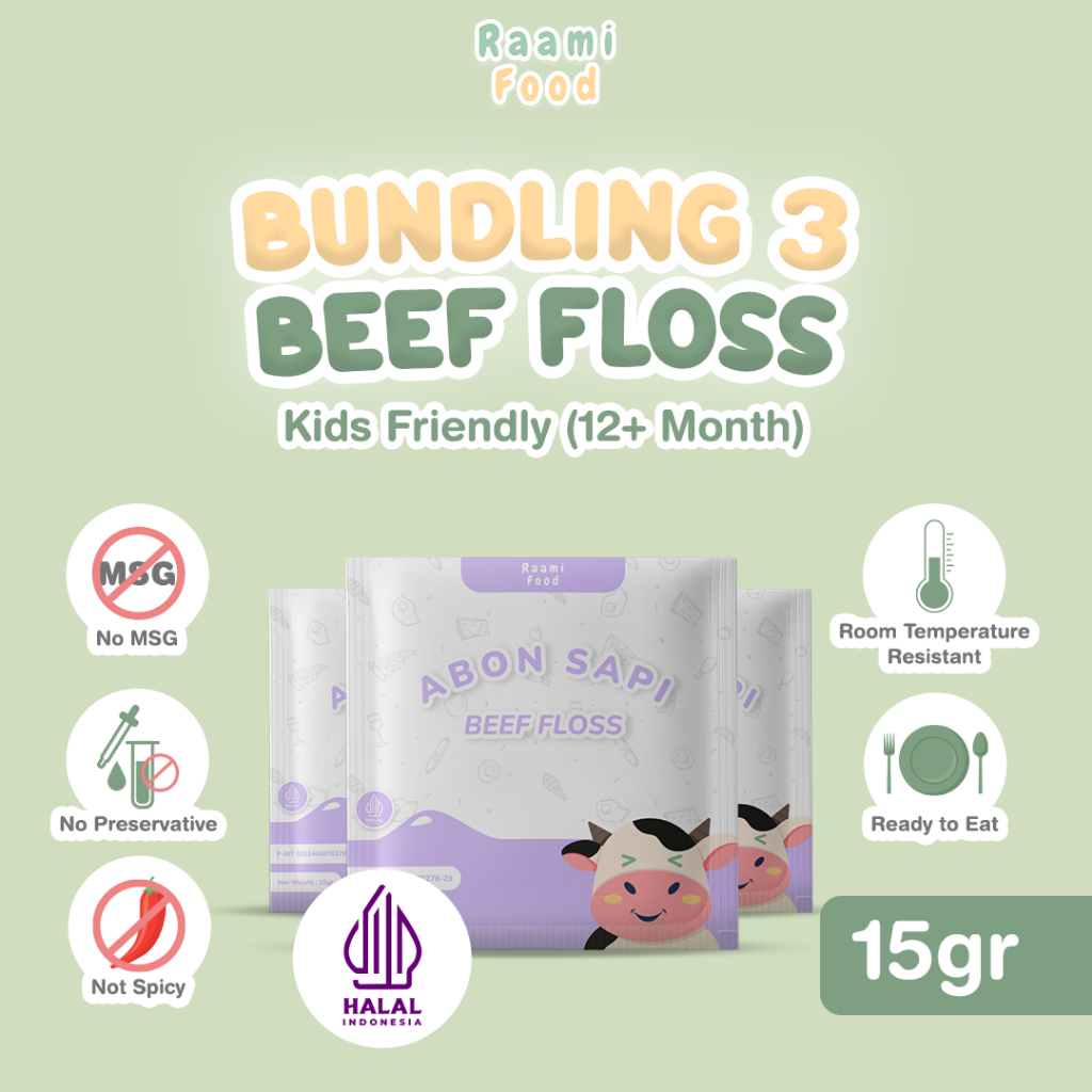 

Raami Food Abon Sapi Anak Premium Penambah Nafsu Makan Tanpa MSG Tanpa Pengawet - Sachet Isi 3 Pcs