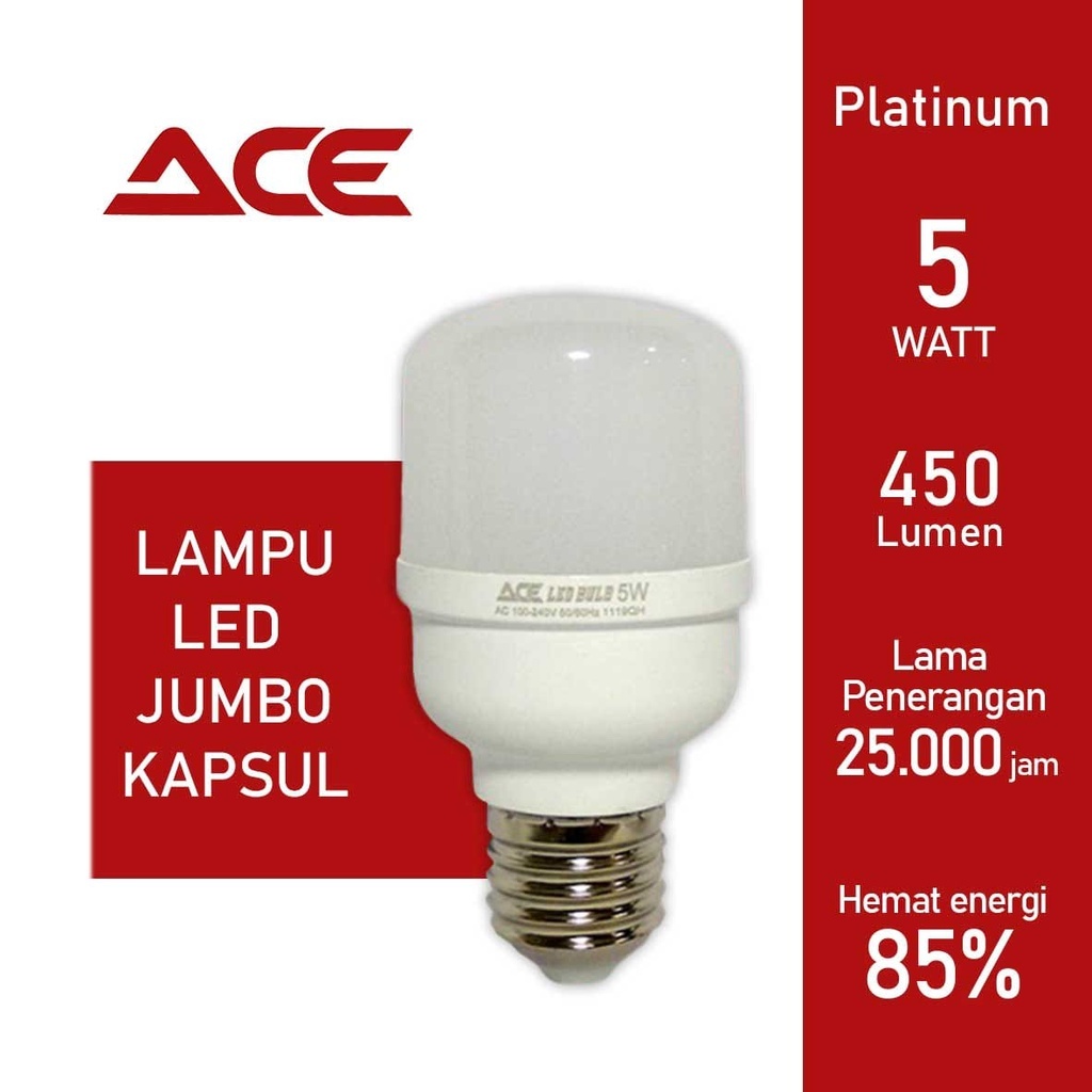 LAMPU LED LAMPU KAPSUL ACE 5WATT PUTIH