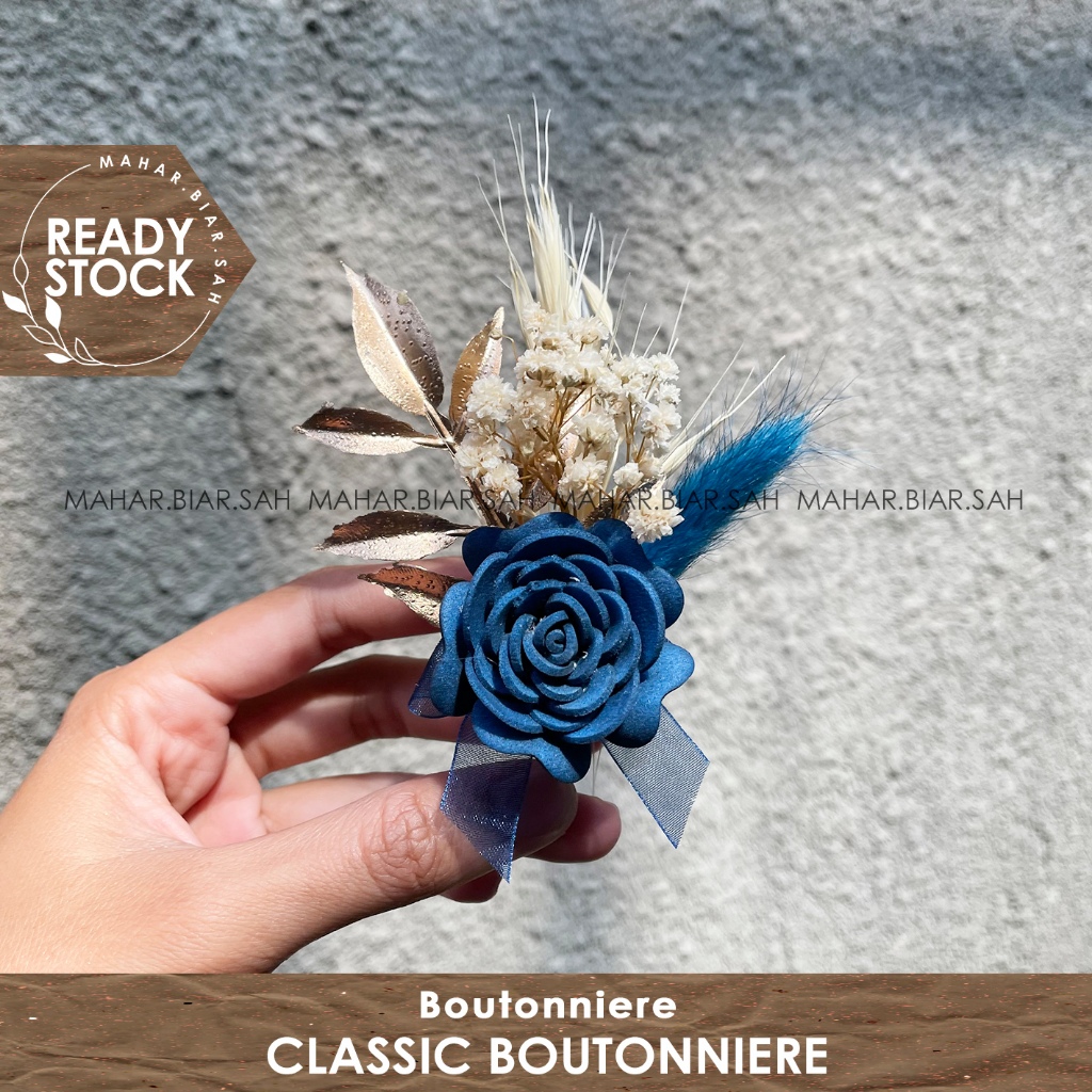 RS Classic Boutonniere AZUL / bros bunga kering / bunga jas / bros bunga jas / dried flowers
