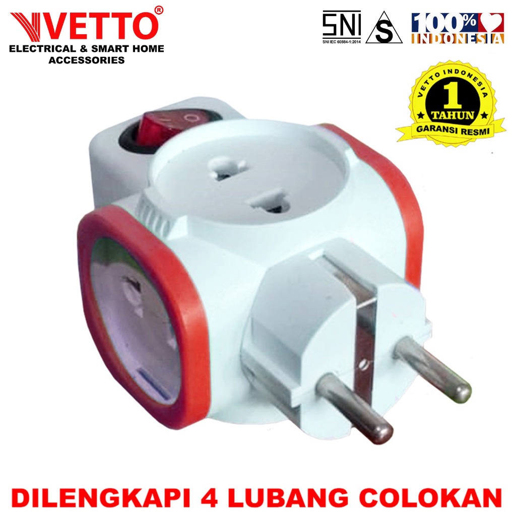 VETTO Steker T Multi 4 Lubang Switch