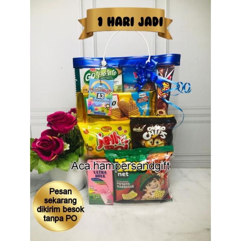 

Paket Hampers anak sekolah / paket Hampers outing Class / paket Snack anak TK/ paket Snack lomba