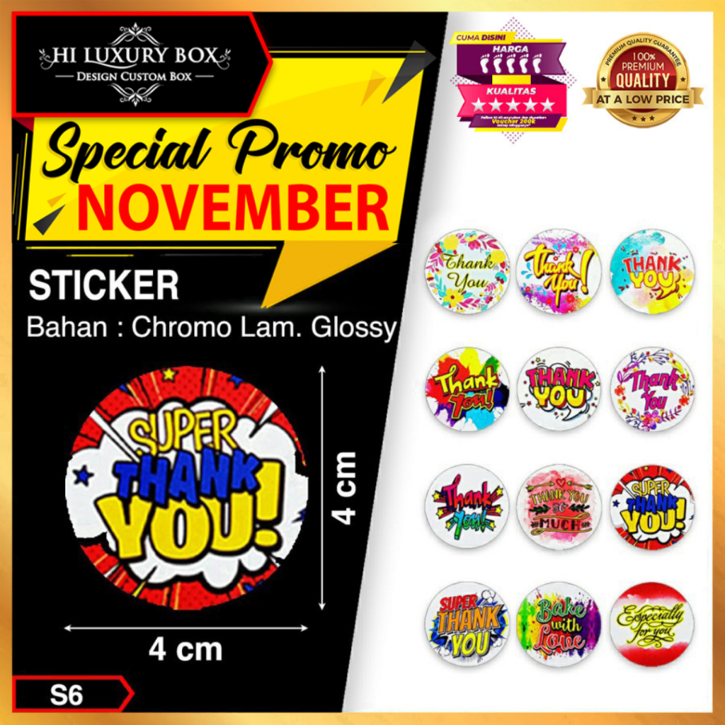 

Sticker Thank You | Sticker Ucapan | Laminating Glossy | 4x4