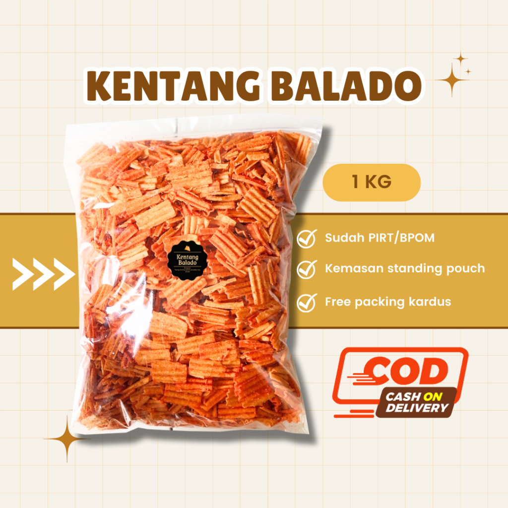 

[DELISH SNACKS] Keripik Kentang Balado (Grosir) 250gr 500gr 1 KG / Snack Cemilan Grosiran Kiloan