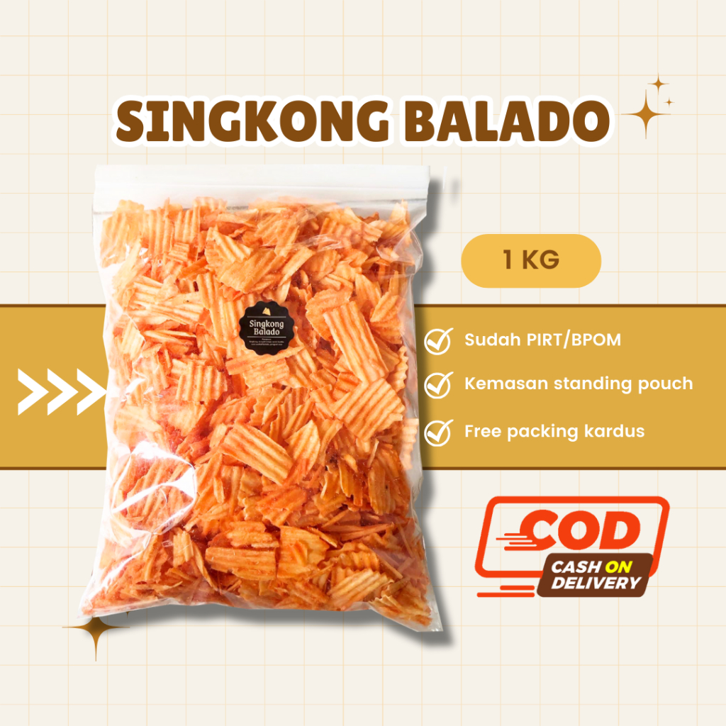 

[DELISH SNACKS] Keripik Singkong Balado (Grosir) 250gr 500gr 1 KG / Snack Cemilan Grosiran Kiloan