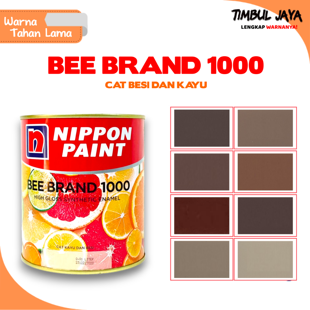 Nippon BEE BRAND 1000 0,9L Cat Kayu dan Besi Nippon Paint / Cat Besi Bee Brand COKLAT MUDA TUA (TINT