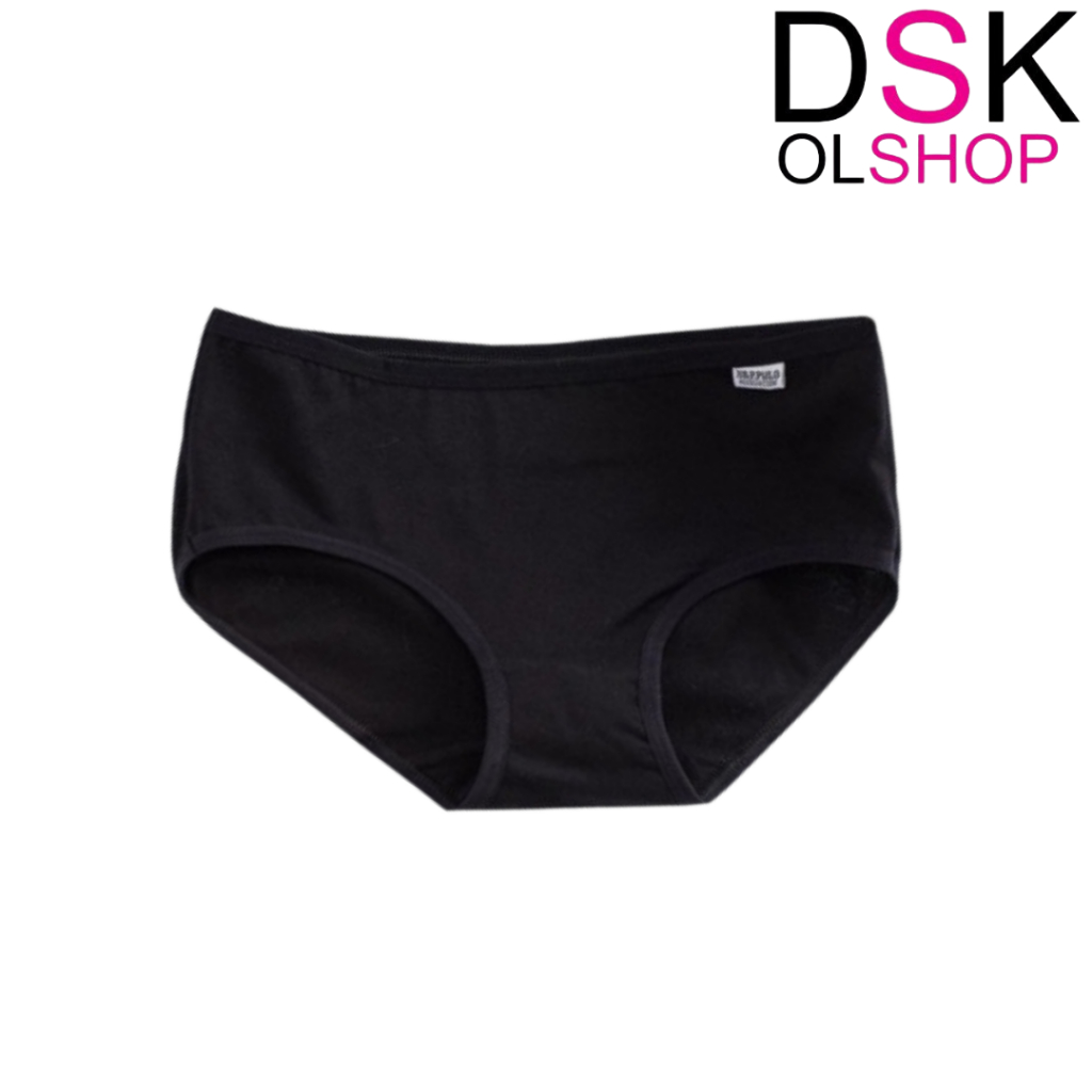 DSKMALL Celana dalam hitam polos wanita big size pinggiran polos CD1074