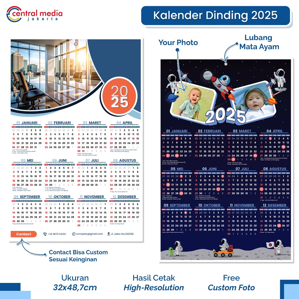 

Cetak Kalender Dinding 2025 Custom Mata Ayam Minimum 100 Pcs Art Carton 190 gr isi 1 Lembar 12 Bulan