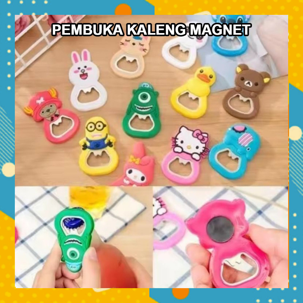 Pembuka Tutup Botol KARAKTER MAGNET Rubber Karet Tempelan Kulkas Motif Lucu Unik Cartoon AR2614B5